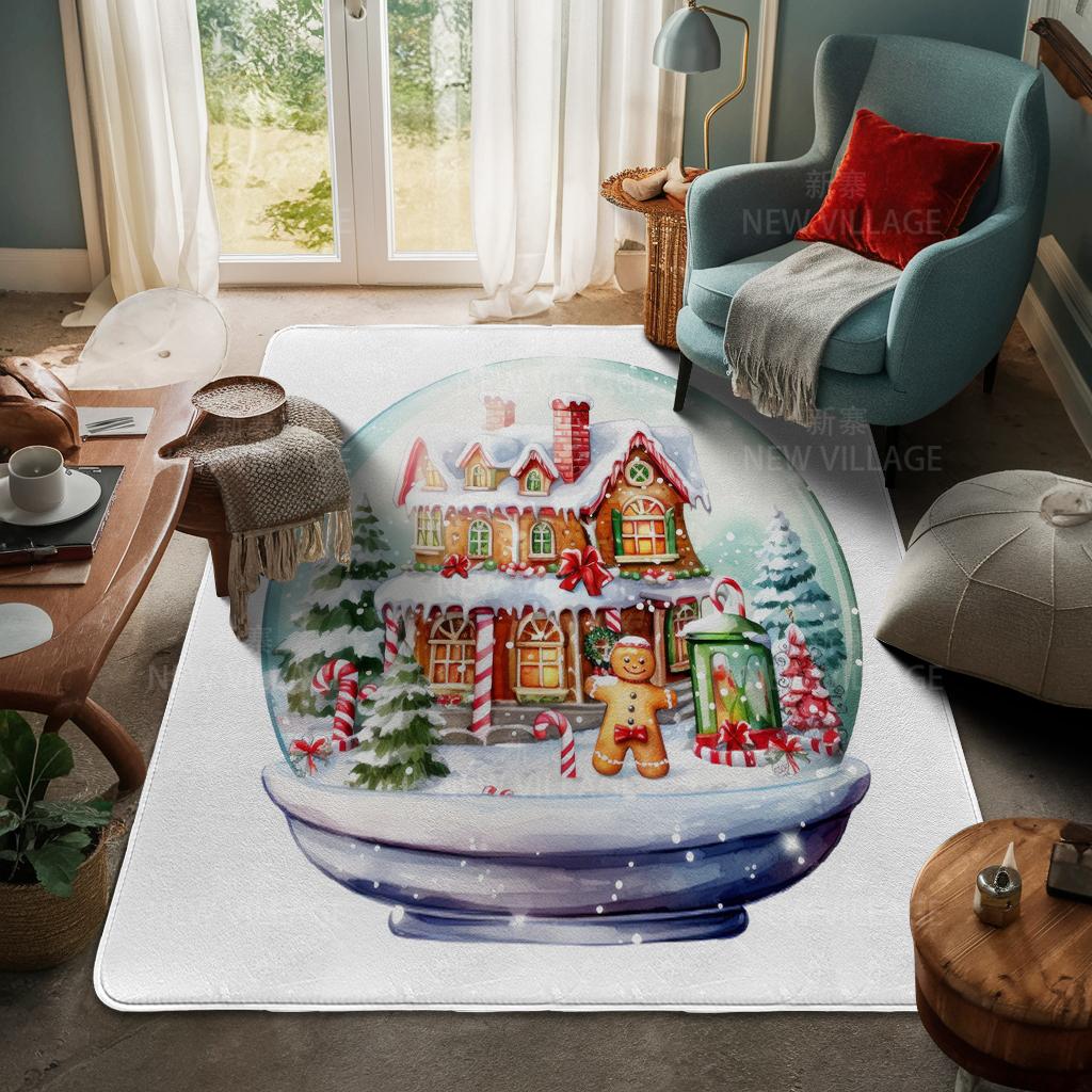 House Entrance Carpet Home Door Mat Living Room Bath Foot Bathroom Non-slip Water Absorption Rugs Bath Merry Christmas Winter