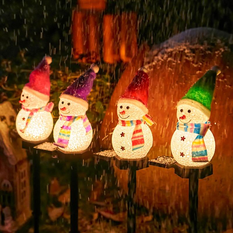 4/1pcs LED Christmas Snowman Solar Lights Cute Snowmans Outdoor Waterproof Light Garden Lawn Fence Lamps Holiday Party Decor