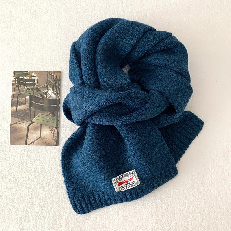 Korean autumn and winter new student solid color knitted scarf women's warm neck protection scarf versatile fashion knitted scarf