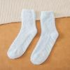 Non-shedding Coral Fleece Socks - Women's Solid Color Anti-slip Adhesive Socks for Winter and Autumn Warmth - Towel Half Fleece Floor Socks