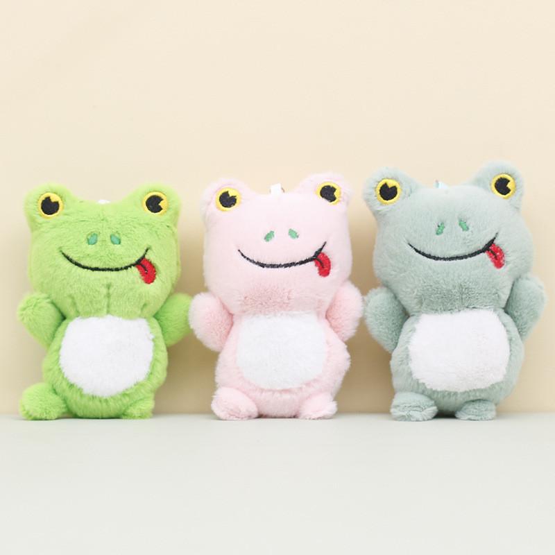 Cute Green Frog Plush Toy Keychain Short Plush Stuffed Animal For Bags And Weddings