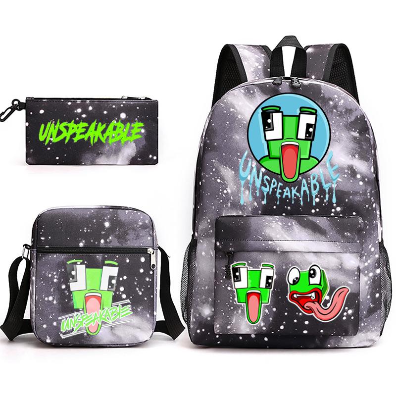 Zaino Inspeakable Set da 3 Pezzi, Zaino Studente di Grande Capacità con Borsa Pranzo e Astuccio, Resistente all'Acqua, Durevole