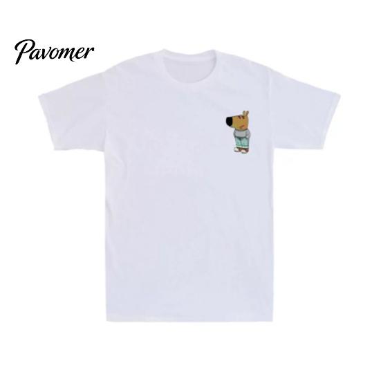 Men Energetic T-shirt Unisex Summer Cartoon Printing Chill Guy Graphic Loose Round Neck Short Sleeves Pullover Top Casual School Sport Clothes