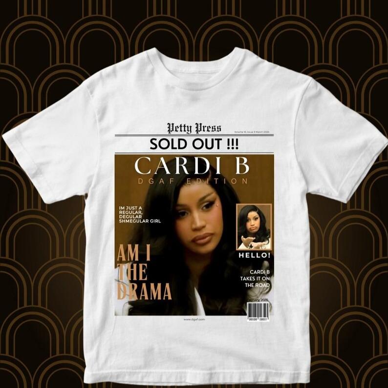 Летняя мода 2026 Модный топ-кардиган с графическим принтом Cardi B на обложке журнала _ Топ в стиле хип-хоп, стритвир 4XL