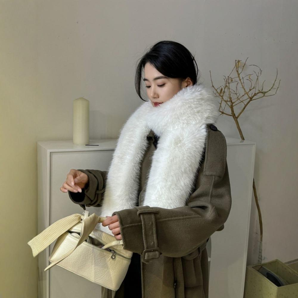 

Осень и Зима Удлиненный Двусторонний Плюшевый Утепленный Шарф Имитация Меха Лисы Высококлассный Шарф Женский Теплый и Утепленный 180*15cm белый