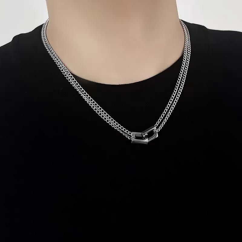 Unisex Strass Kreis Anhänger Halskette - Elegante Leichte Luxus Schlüsselbeinkette