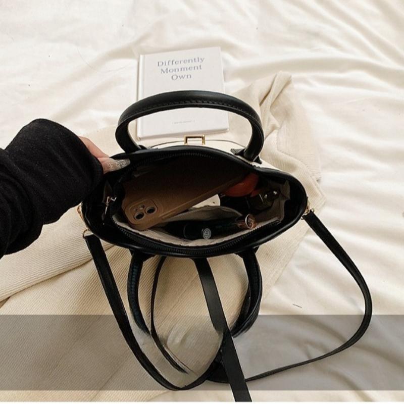 Fashiable Ctrast Color Women's Hand-Bucket Bag New Versatile Crossbody Underarm Bag Elegant Temperament Shoulder Bag