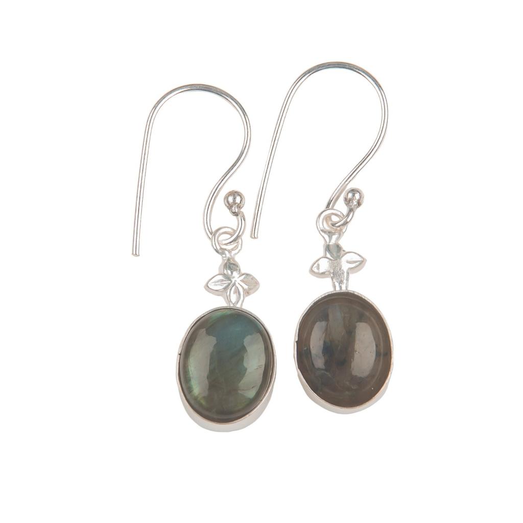 Natural Labradorite Gemstone 925 Sterling Silver Designer Jewelry Earrings 1.30" EE-6-19