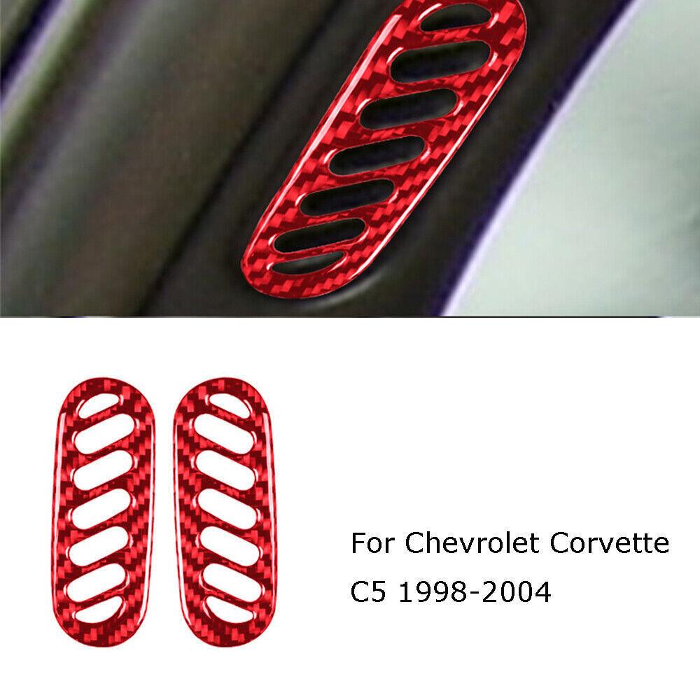 2X For Chevrolet Corvette C5 Carbon Fiber Air Vent Outlet Decorative Trim Cover
