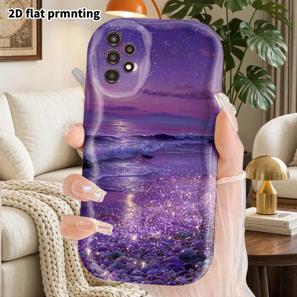 Phone Case: 2D Flat Samsung Galaxy A34 A35 M05 M06 S20 S22 S21 FE Plus 5G Protective Case, Couple Style, Glow-in-the-Dark Beach, Christmas and Hallowe