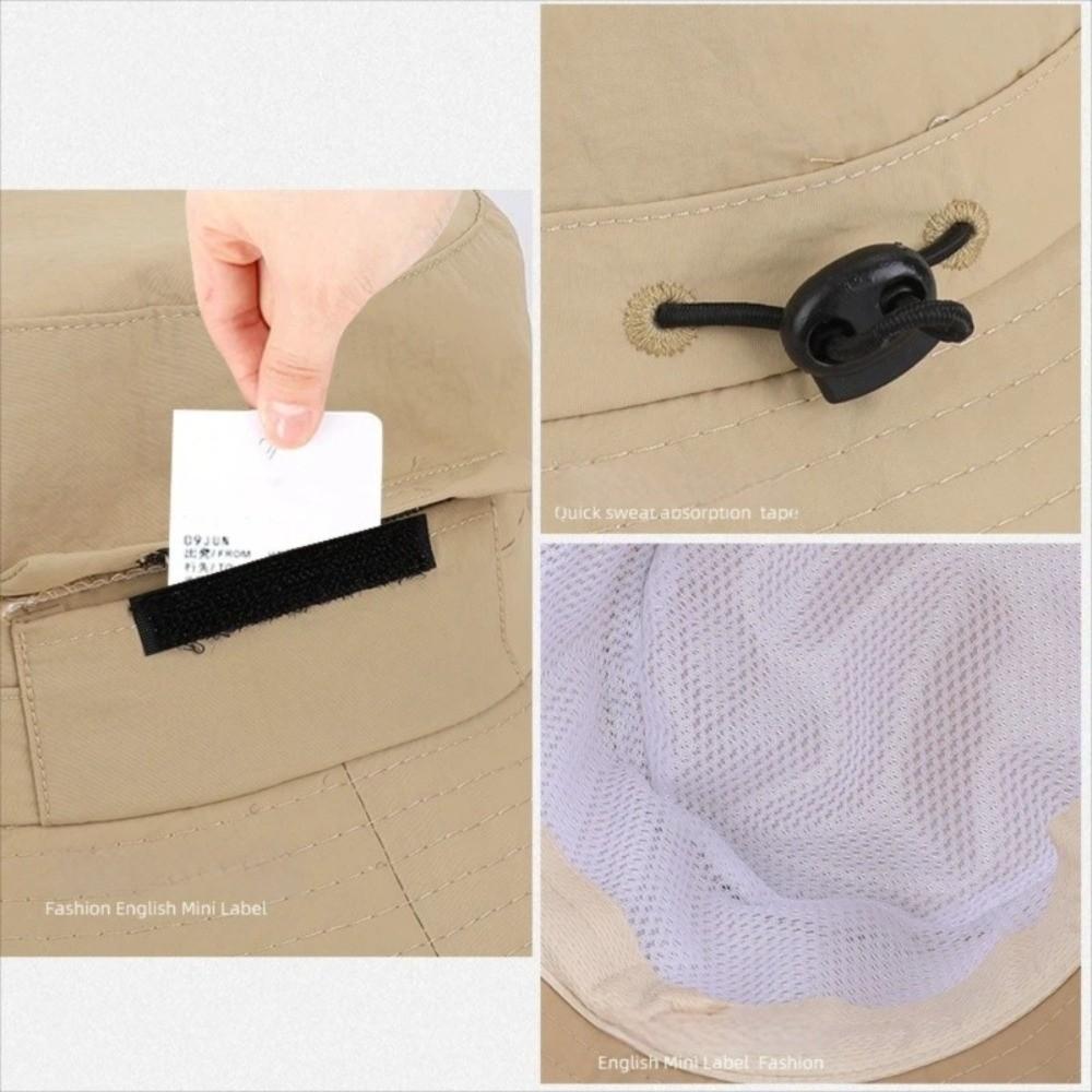 Large-Brimmed Sun Protection Cap Sun Protection Quick-Drying Sun Hat Foldable Adjustable Windproof Strap Fisherman's Hat Women