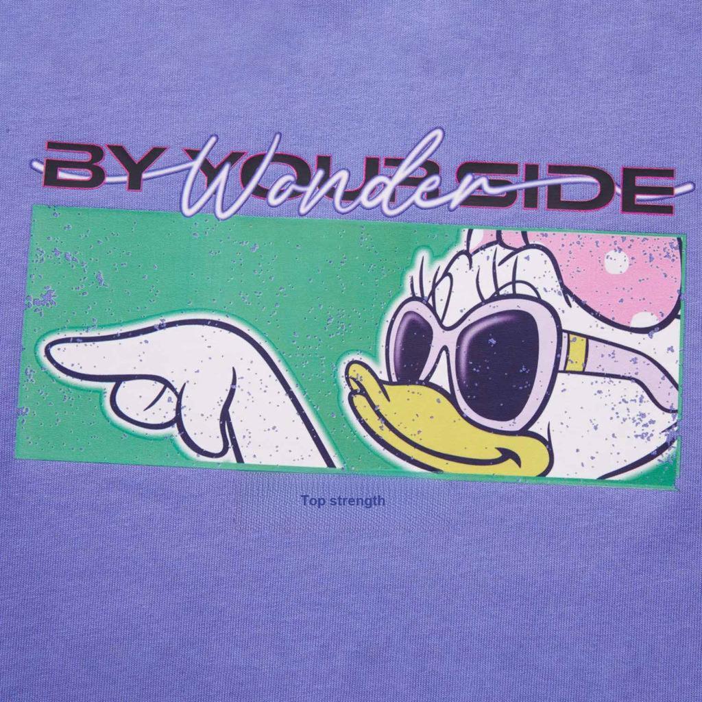 Li Ning X Disney Collaboration Series Versatile Breathable Loose Soft Comfortable Short Sleeve T-Shirt Women Tops Blue Purple AHSUA82-3