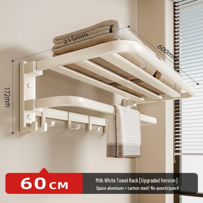 

Yipan No-Drill Foldable Bathroom Towel Rack with Hooks
