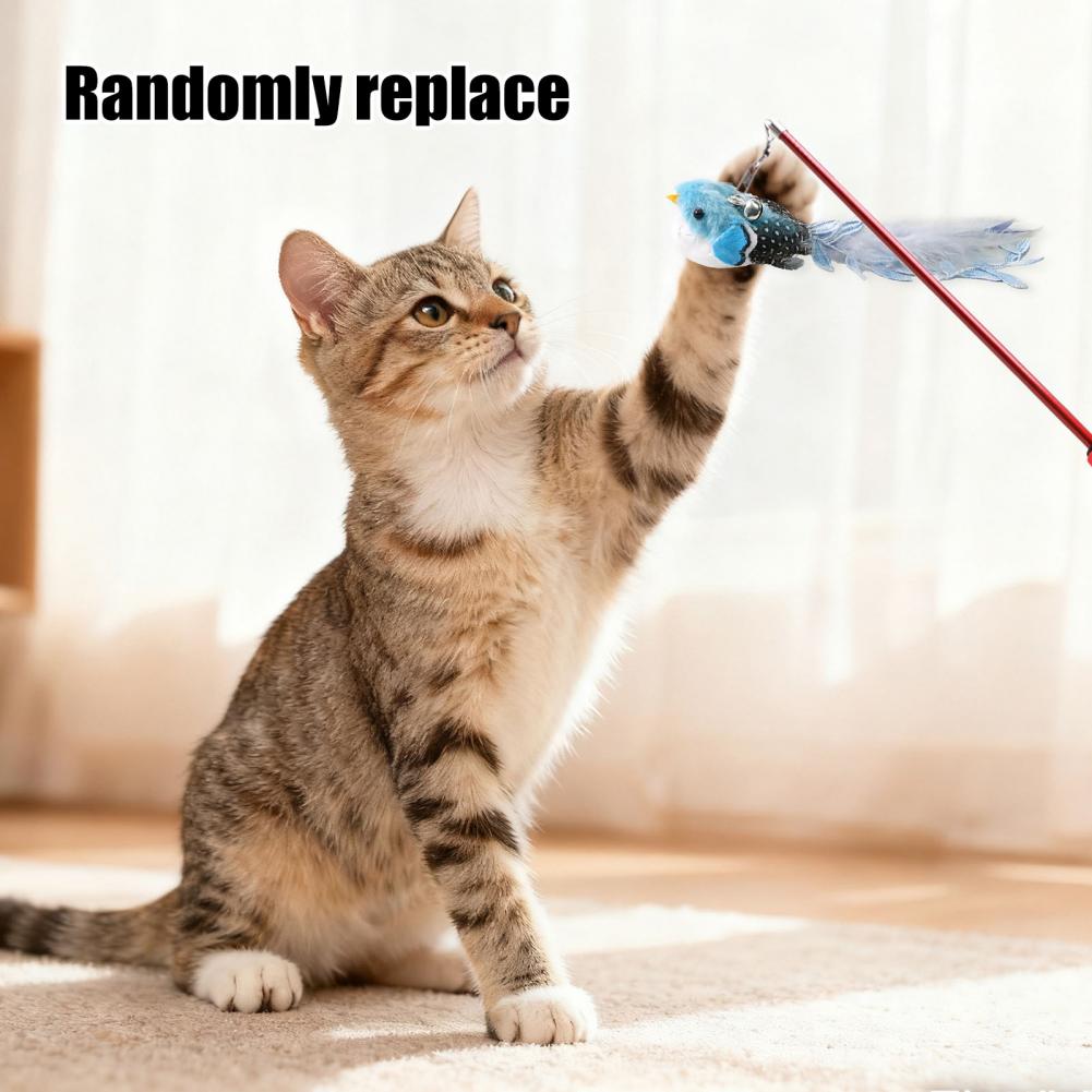 Cat Toy Cat Toy Replacement Cat Teaser Wand Replacement Plush Bird with Feathers Bell Toy for Hunting Instincts Kitten Chasing