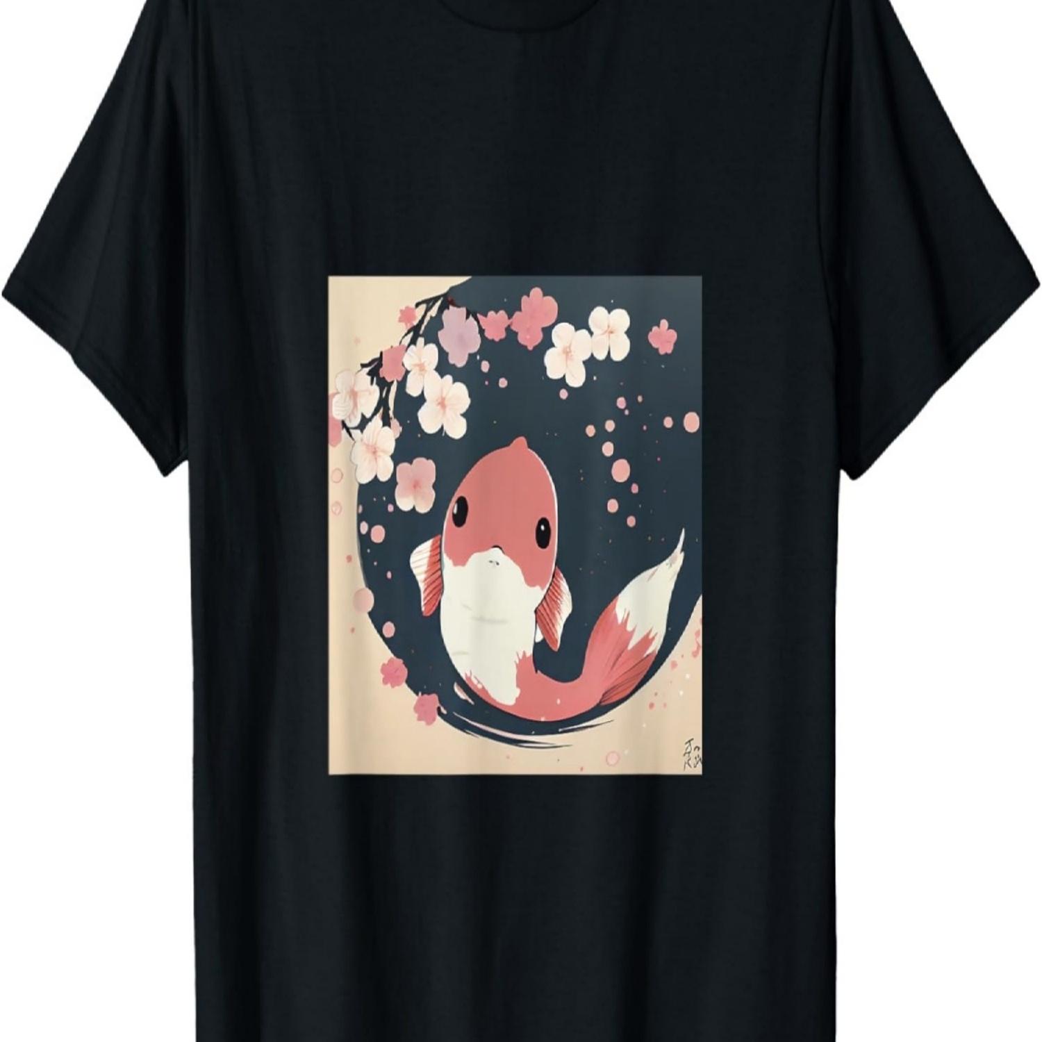 Kawaii Cute Koi Fish cherry blossom  anime style T-Shirt S
