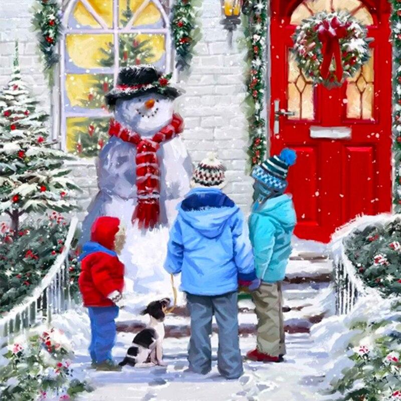 5D DIY Diamond Painting Christmas Gift Home Decor Full Round Diamond Mosaic Embroidery Cross Stitch Kits Snow and Child