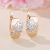 New Design Champagne Gold Glossy White K Flower Ear Buckle Earrings