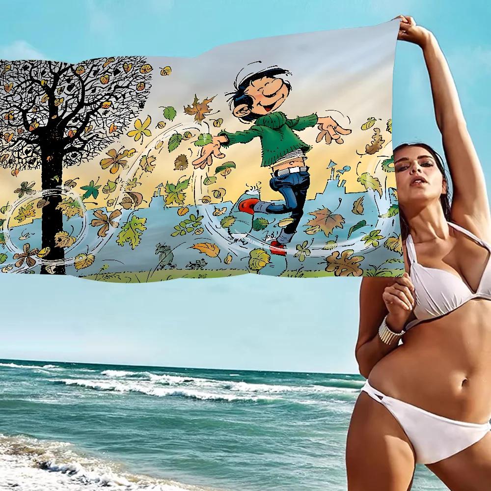 

Gaston Lagaffe Beach Towel For Kids Bath Pool Vacation Gift Picnic Party Gift W30*H60(CM)