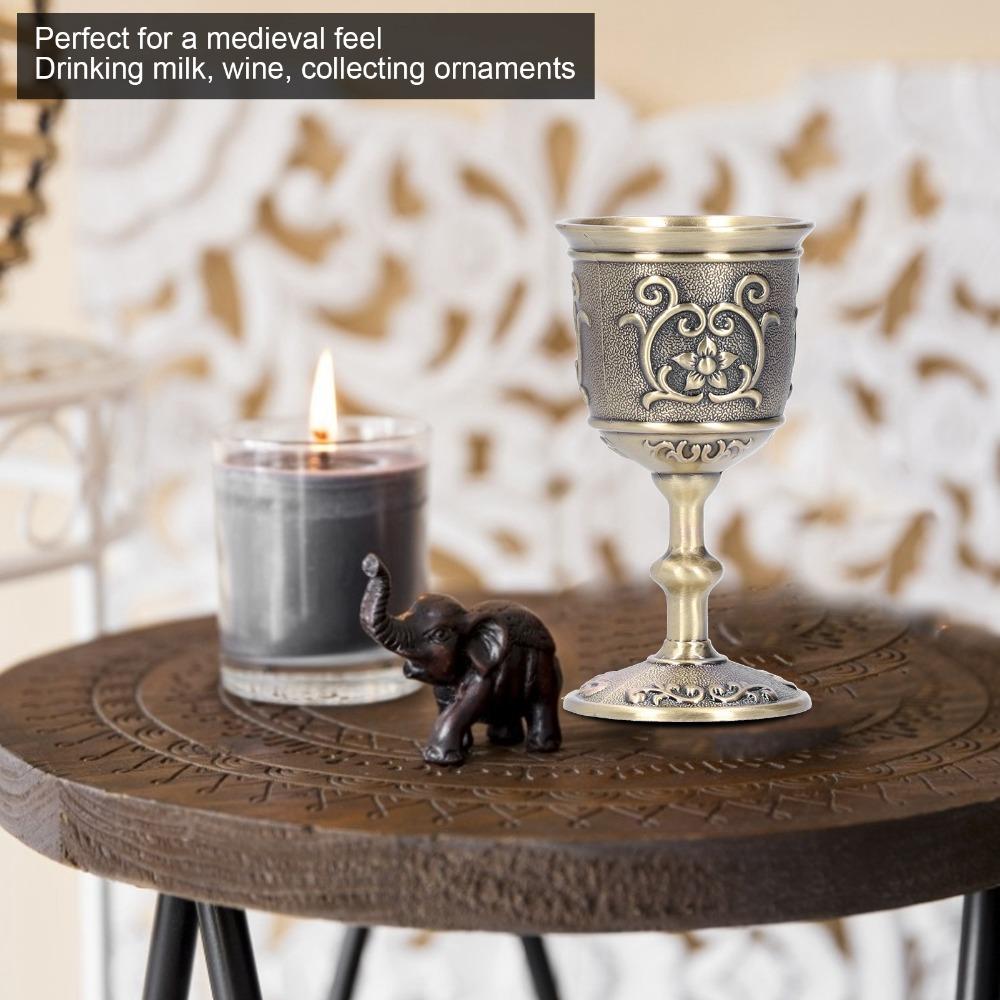Calice Européen Gravé Métal Coupe à Vin Médiévale Coupes & Calices Coupe à Vin Bronze Pour Bar à Domicile