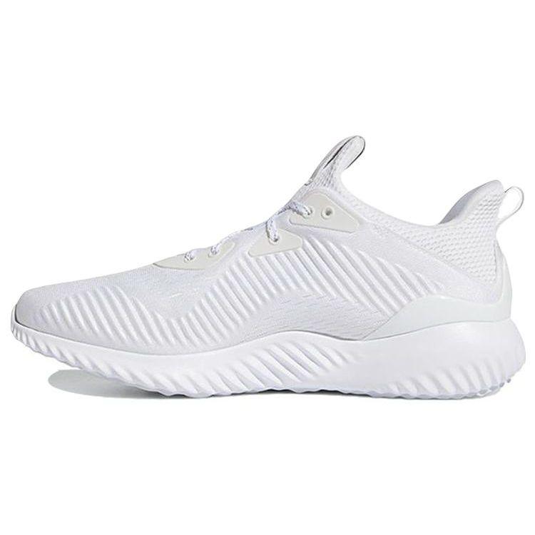 Adidas Alphabounce Ek Solid Color Lace-Up Breathable Fabric Leather Non-Slip Wear-Resistant Low-Top Casual Running Shoes Unisex Sneakers White GW4223