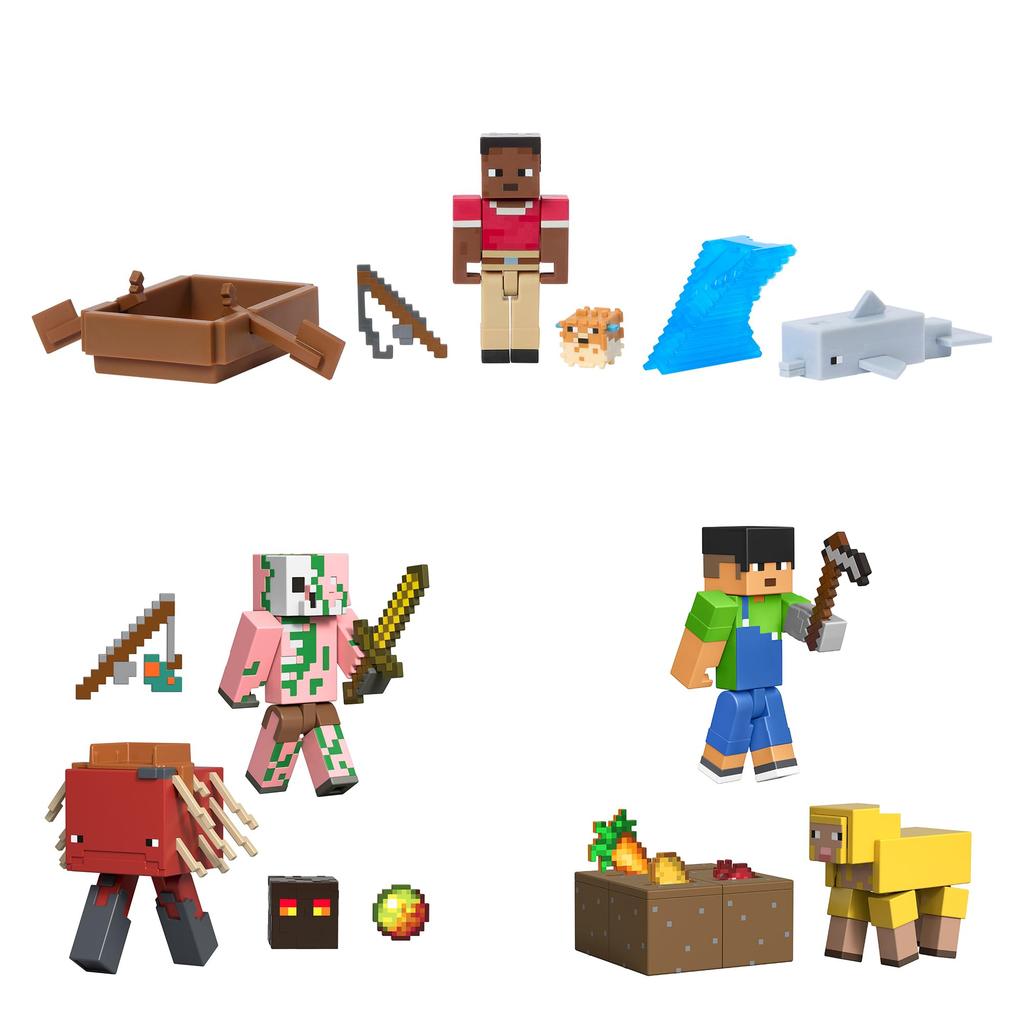 Mattel Minecraft Basic Figures, Set of 2, U Assortment, Kids' Figures, Set of 4, Box Sold, Ages 6 and Up, Multi-Purpose, 986U-GTT53