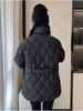 Women’s Short Quilted Windproof Winter Jacket With Belt