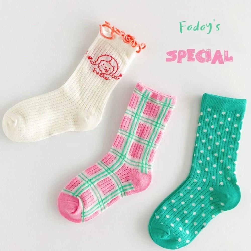 3 Pairs Kids Girls Baby Socks Soft Comfortable Polka Dots Socks Children Mesh Socks  Spring Summer