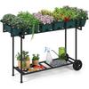 43x17x29 Plastic Raised Garden Bed | Wheels+Storage | Elevated Outdoor Planter for Vegetables & Flowers | Backyard/Patio/Balcony