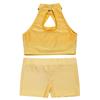 Girls Dance Performance Set Hollow Front Keyhole Back Sequin Patchwork Sleeveless Crop Top Shorts