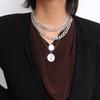 Multilayer Hip Hop Queen Avatar Pendant Necklace Necklace Punk Round Brand Collarbone Chain Necklace