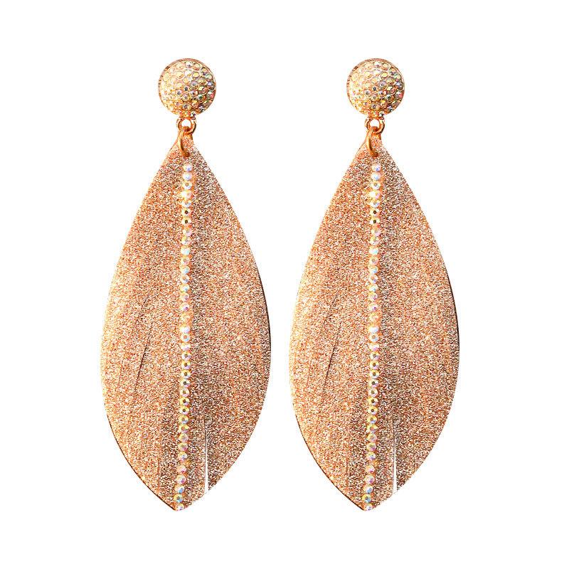Diamond Sequin Earrings Premium Bohemian Exaggerated Leaf Feather Earrings Wind Earrings