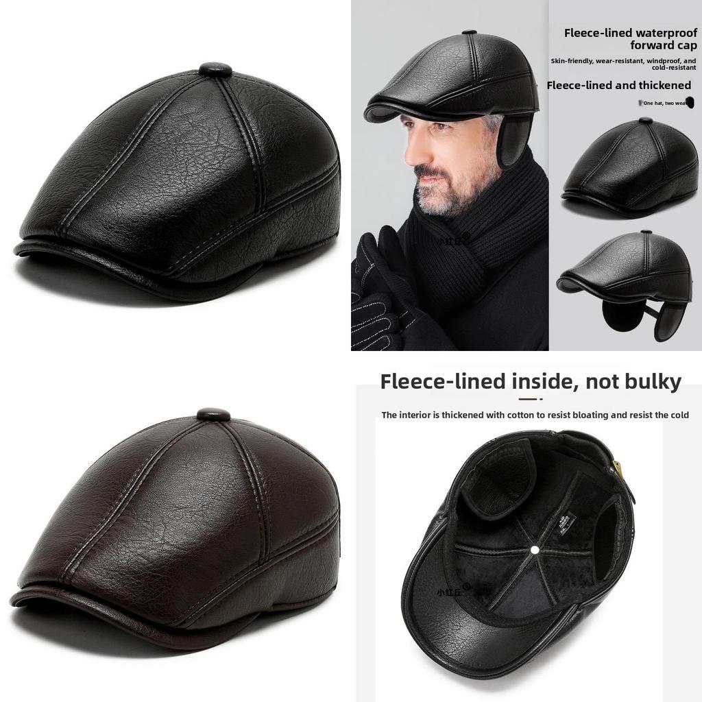 Thermal Hat For Elderly Men With Plush Lining And Ear Protection Design For Casual Wear