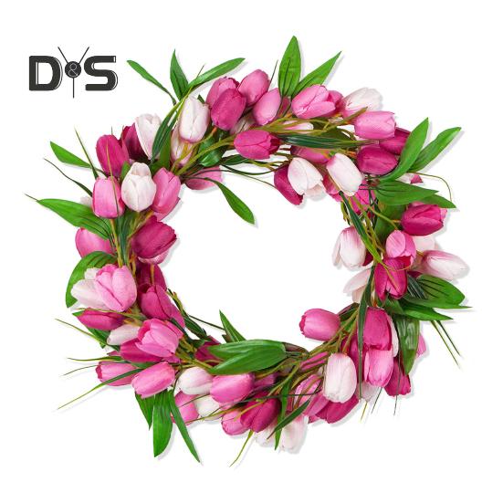 

Искусственная гирлянда из тюльпанов, весенняя пасхальная подвесная лиана, цветочная гирлянда с искусственными цветами тюльпанов и зелеными листьями для каминной полки, свадебный декор C