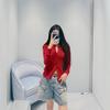 Limited Edition 100% Cashmere Red Round Neck Cardigan for Early Spring