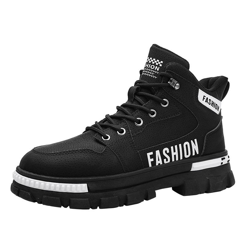 Fashion 2024 New shoes for male High Top Work Shoes winter  Warm Plush   Tooling Shoes platform boots black Leisure sports shoes