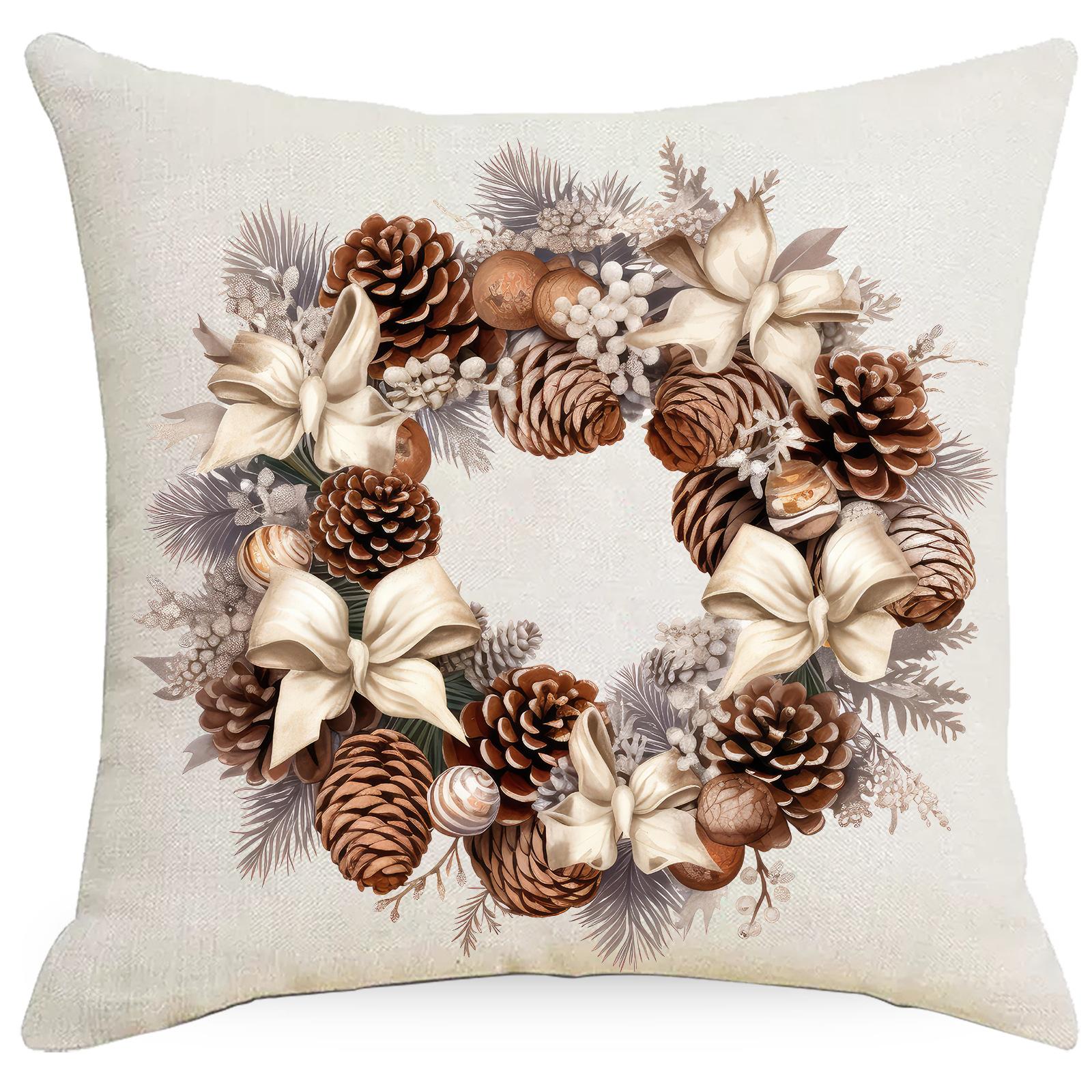 

Christmas Pillow Cover Festive Home Ornament Sofa Linen Cushion Cover Cushion Cover Vintage Christmas Premium Durable (as the picture-73339-)-45*45cm