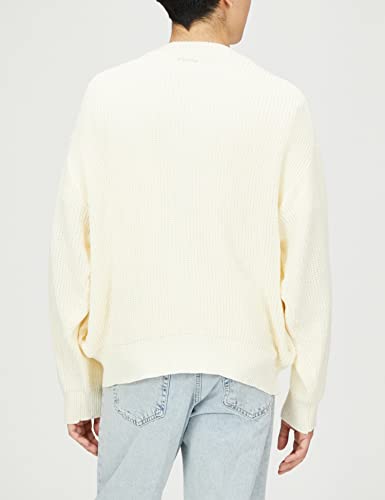 Improves Men's High Bulky Ribbed Cardigan, Size 50360, White, Size M