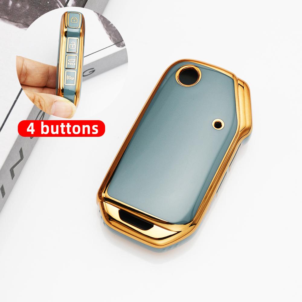 Gold Edge Tpu Car Key Case Cover Auto Shell Fob For Kia Sportage  Sorento Ceed  Cd Forte Cerato  K3 Gt Seltos