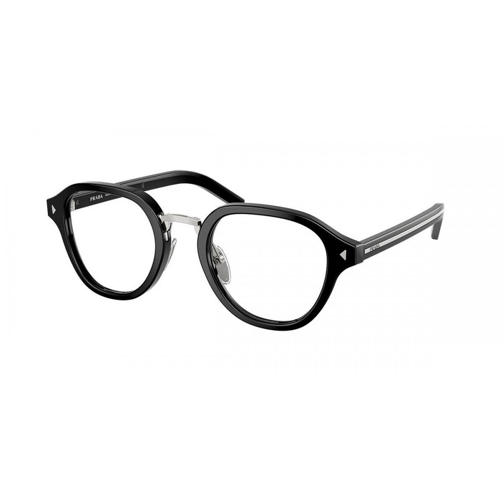Prada Pr C05v 16k1o1 Men Eyeglasses Black/Silver/48-23-145