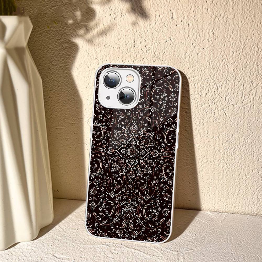 Persian Carpet Floral Pattern For IPhone 14 13 12 Mini 11 Pro XS Max X XR 14 Plus Tempered Glass Cover