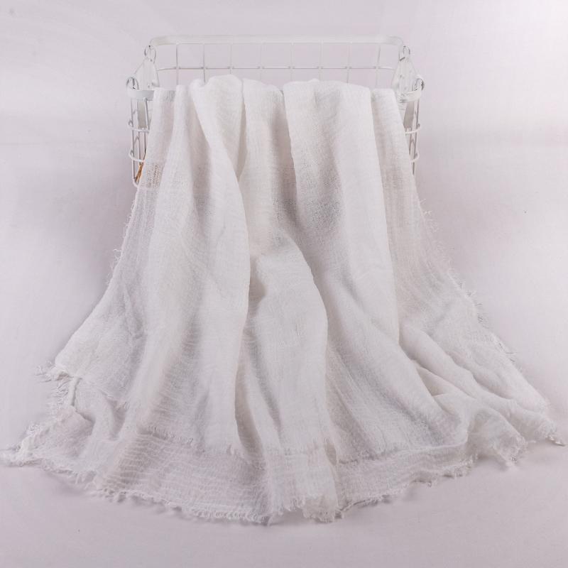 Ramadan Cotton Crinkle Headband Veil Scarves Women Solid Color  Head Wraps Long Scarves Turban Headband Muslim Fashion Headscarf