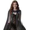 Women Black Feather Shrug Cape Shoulder Wrap Gothic Feathered Epaulet Cape Lace Collar with Tulle Veil Halloween Costume Accessory