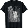 Cottagecore Floral Cat Aesthetic Graphic T-Shirt for Men, Breathable Short Sleeve Round Neck Tee