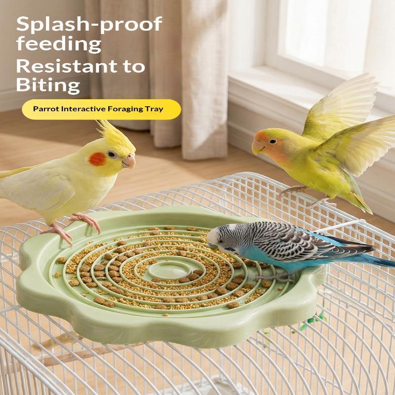 1PC Bird Slow Feeder Mat Anti-Spill Foraging Tray Easy Clean for Cockatiel Parakeet Budgie Small Bird Cage Accessory