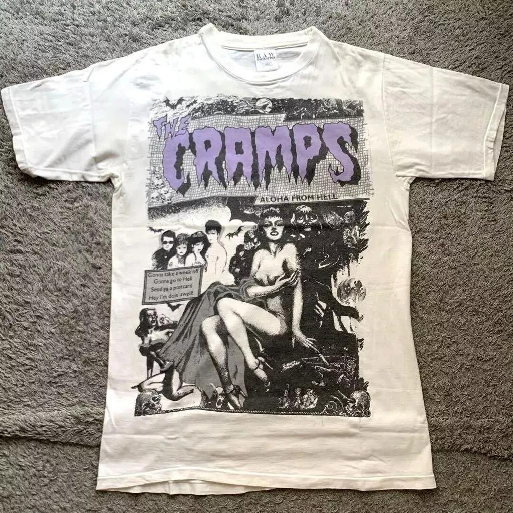 Remake The Cramps 1988 Turné Vit T-shirt Grafisk t-shirt Vtg NH Grafisk Kortärmad Tröja Unisex Män Kvinnor Sommar