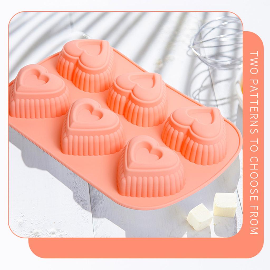 6-cavity Heart/Butterfly Shape Silicone Mold Fondant Mousse Cake Decorating Tool for Making Chocolate Candy Soap