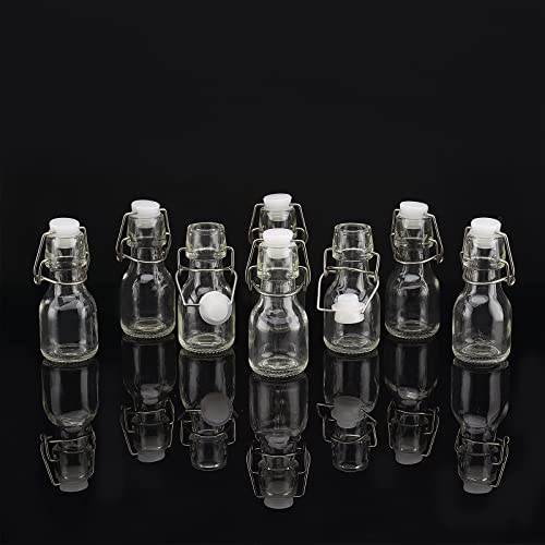 BENECREAT 12-Piece 60ml Swing Glass Bottles, Mini, with 20 Price Tags, Clear Storage Bottles, Glass Water Bottles