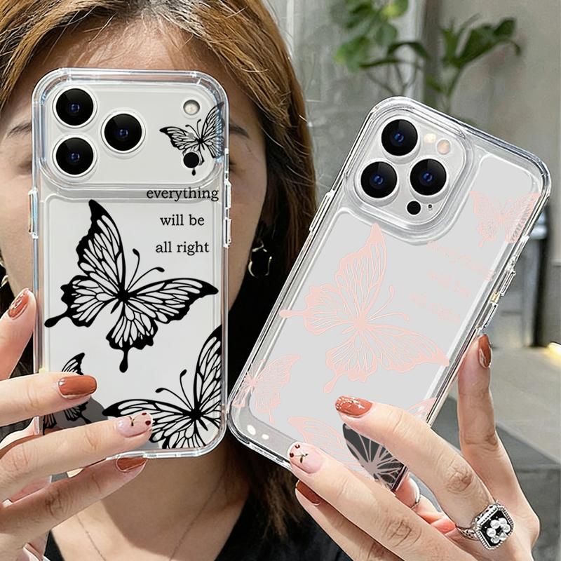 Sketching Butterfly Pattern Case For iPhone 17 Pro Max Coque iPhone 16 15 14 13 12 Pro Max 11 Clear TPU Silicone Soft Cover