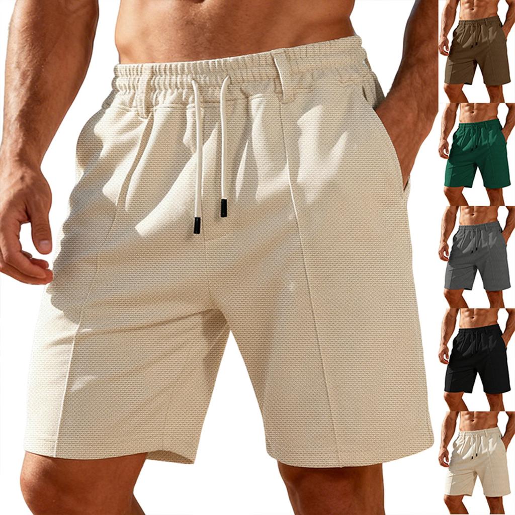 Men Loose Fit Drawstring Shorts with Elastic Waistband Breathable Fabric Casual Five Pants for Daily Wear Gym Beach Outdoor