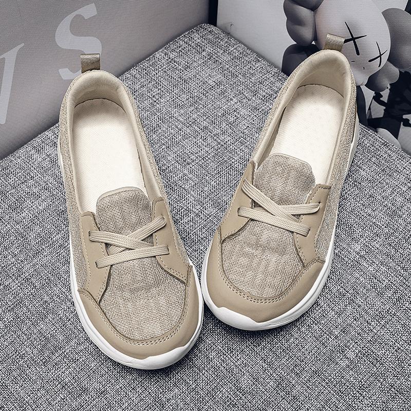 

Дышащая домашняя уличная обувь для мамы, женские прогулочные повседневные лоферы на платформе для медсестер, офисная рабочая обувь 35 бежевый